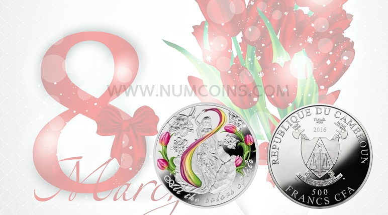 500 франков праздничная монета к международному женскому дню